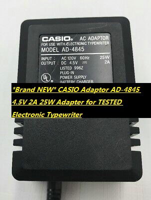 *Brand NEW* CASIO Adaptor AD-4845 4.5V 2A 25W Adapter for TESTED Electronic Typewriter